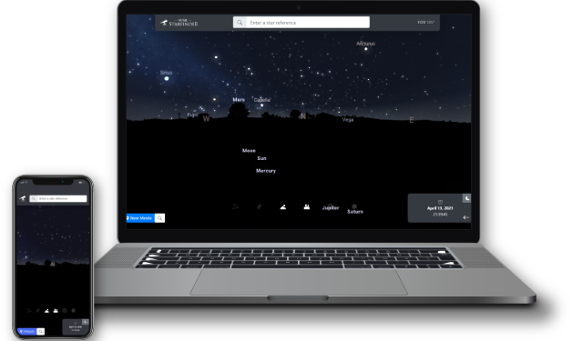 Image of a laptop computer and mobile phone showing how to locate your star online.
